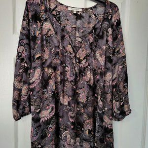 Black Rainn Paisley Tunic Top - Black and Pink